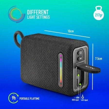 Ngs Altavoz Portátil Bluetooth con Luces RGB IPX6 15W Color Azul Ngs Altavoz Portátil Bluetooth con Luces RGB IPX6 15W Color Azul